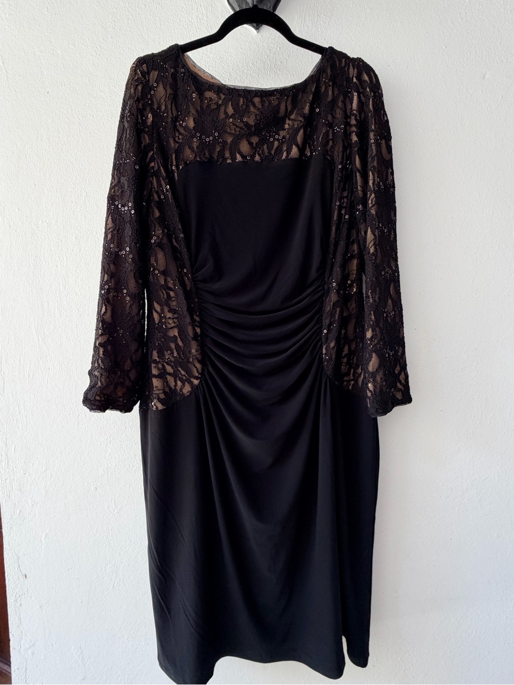 Ralph Lauren Black Lace-Overlay Midi Dress